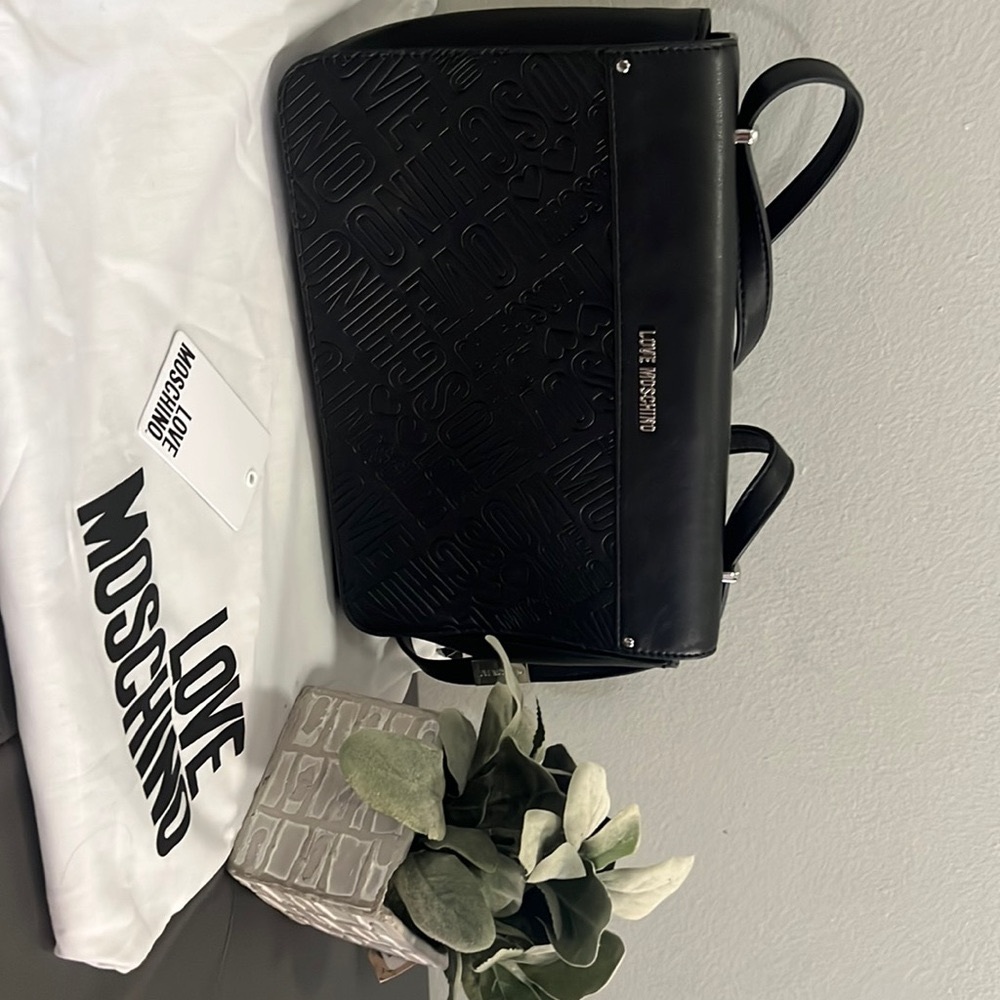 Black Faux Leather Love Moschino Bag.